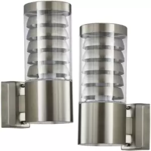 Image of 2 PACK IP44 Outdoor Wall Lamp Stainless Steel Staggered Light Clear Porch Round