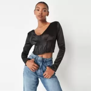 Image of Missguided Ls Plunge Satin Corset - Black