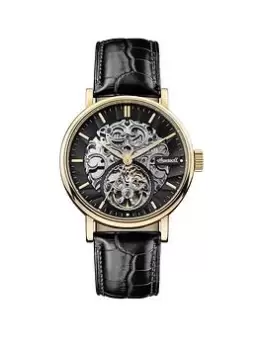 Image of Ingersoll The Charles Mens Automatic Watch with a Black Dial and a Black Leather Strap - I05802B, Black, Men