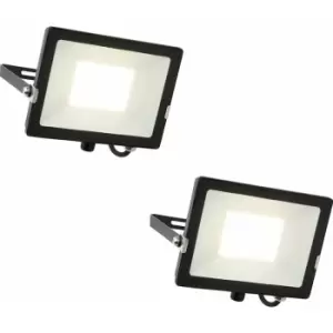Image of 2 pack Outdoor Waterproof LED Floodlight - 50W Cool White LED - Matt Black