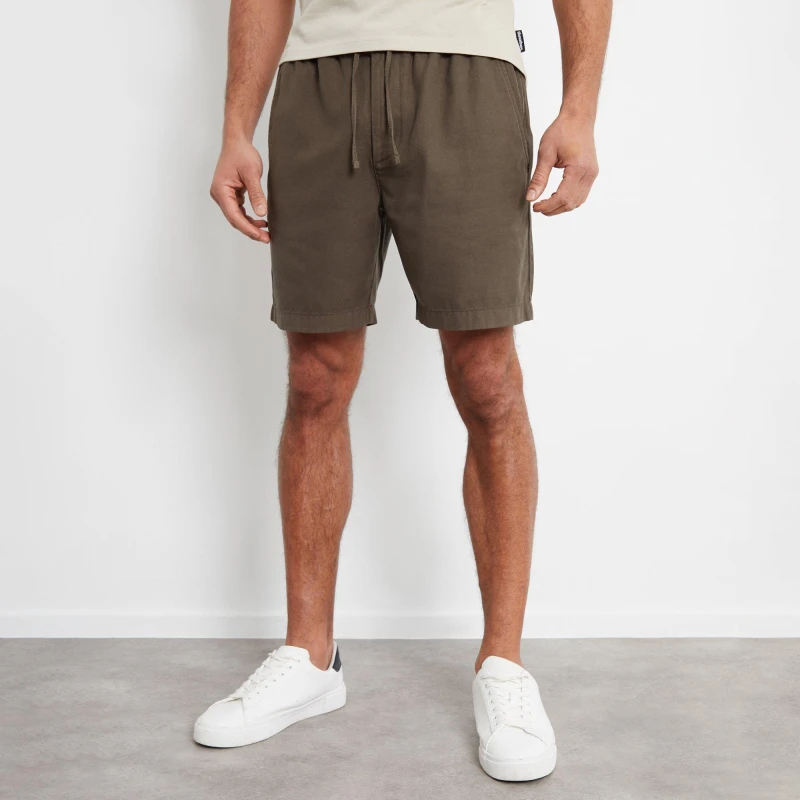 Image of Threadbare 'Lent' Cotton Lyocell Jogger Style Shorts Chocolate