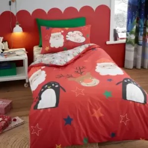 Image of Bedlam Ho Ho Ho Red Duvet Cover & Pillowcase Set Red