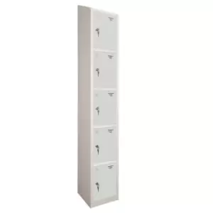 Image of 5 Door Locker, 450X450, Grey Carcass/Grey Doors, Sloping Top, Camlock