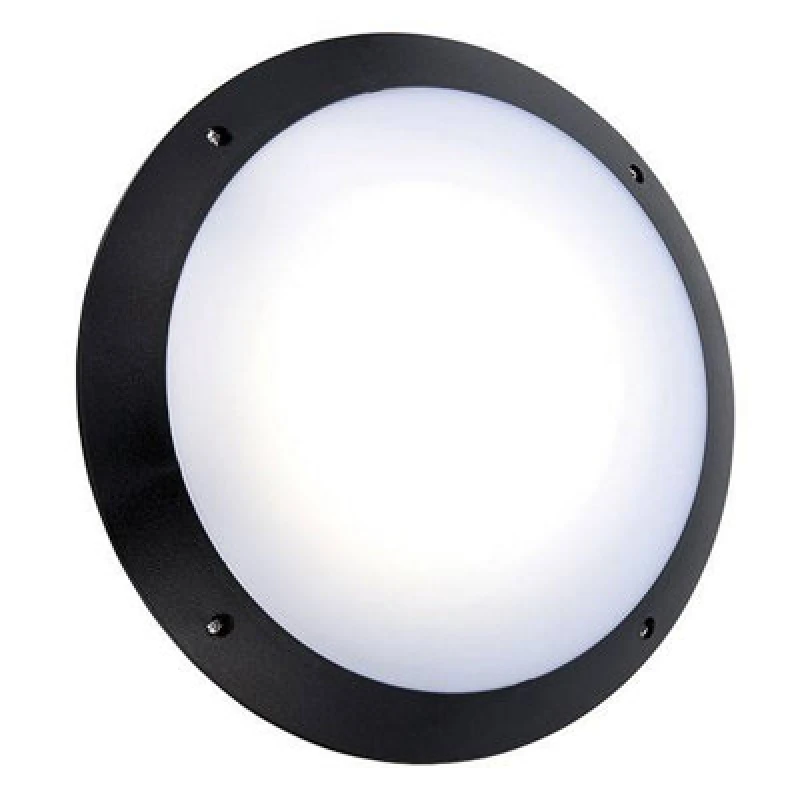 Image of Netlighting Seran Integrated LED Outdoor Microwave Wall Light Matt Black Textured Opal IP65 Black