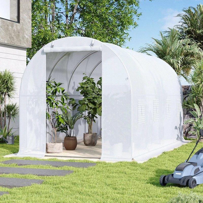 Image of Breeins Metal Framed Walk-in Greenhouse White White L