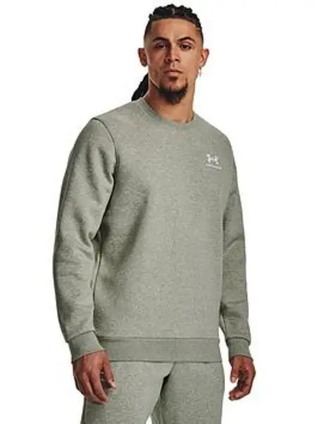 Image of Under Armour Mens Training Essential Fleece Crew Sweat - Khaki, Khaki Size M Men