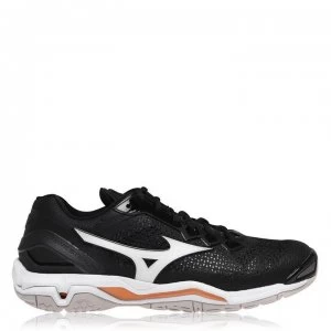 Image of Mizuno Wave Stealth V Ladies Netball Trainers - Black/White