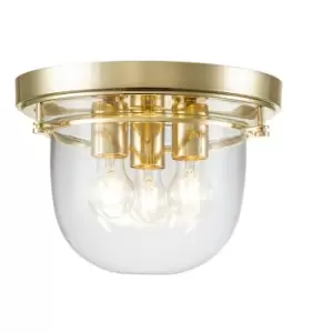 Image of Elstead Quoizel Whistling Bowl Semi Flush Ceiling Light Polished Brass, IP44