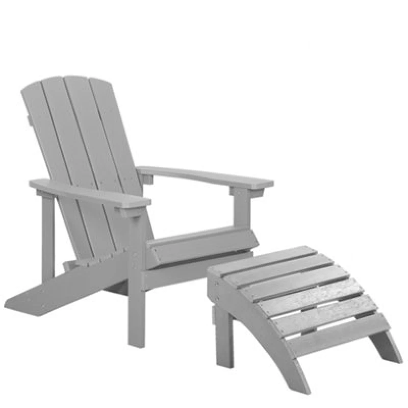 Image of Beliani Garden Chair Adirondack With Footstool Light Grey
