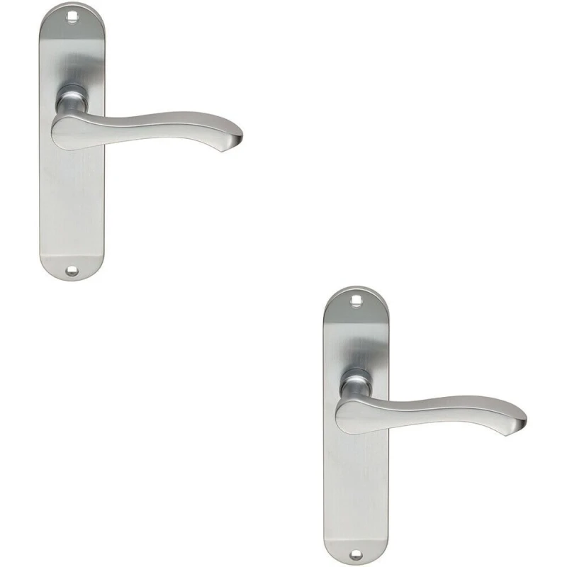 Image of Loops 2x PAIR Scroll Lever Door Handle on Latch Backplate 180 x 40mm Satin Chrome Multi