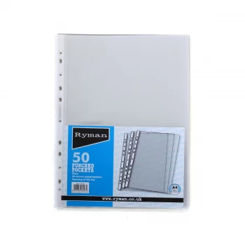Image of Ryman Clear A4 Pockets - 50 Pack