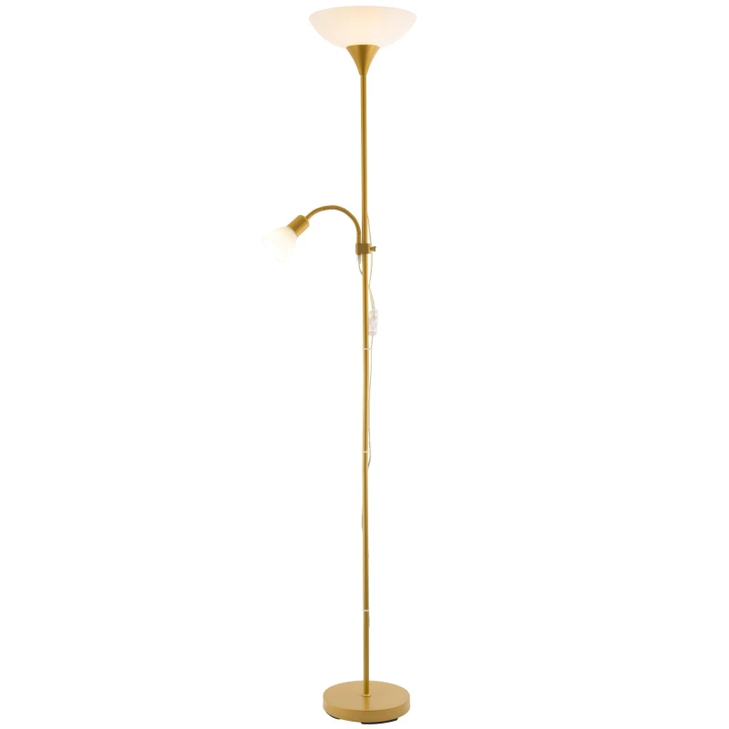 Image of Happy Homewares Modern Mother & Child Floor Lamp with Adjustable Reading Lights in Gold Gold Unisex