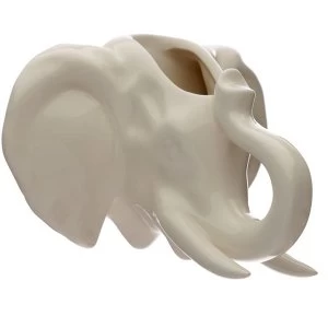 Image of Ceramic Elephant Head Garden Wall Planter