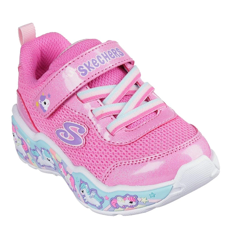 Image of Skechers Gore & Strap Thematic Wrap Sneaker Runners Girls Pink female C5 (22)