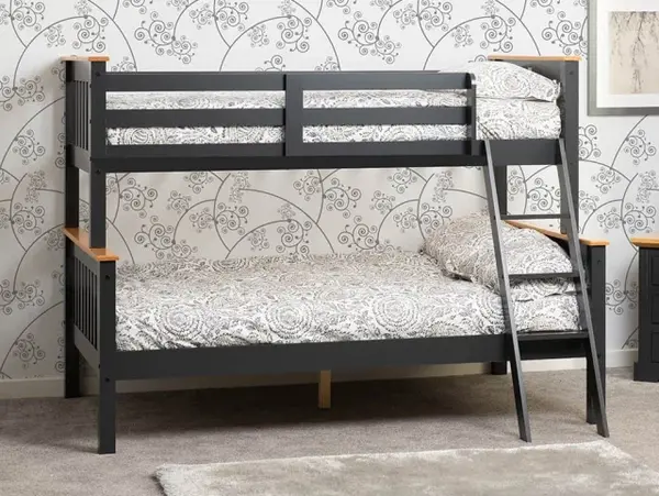 Image of Seconique Neptune 3ft plus 4ft Grey and Oak Wooden Bunk Bed Frame