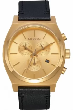 Image of Mens Nixon The Time Teller Chrono Leather Chronograph Watch A1164-510