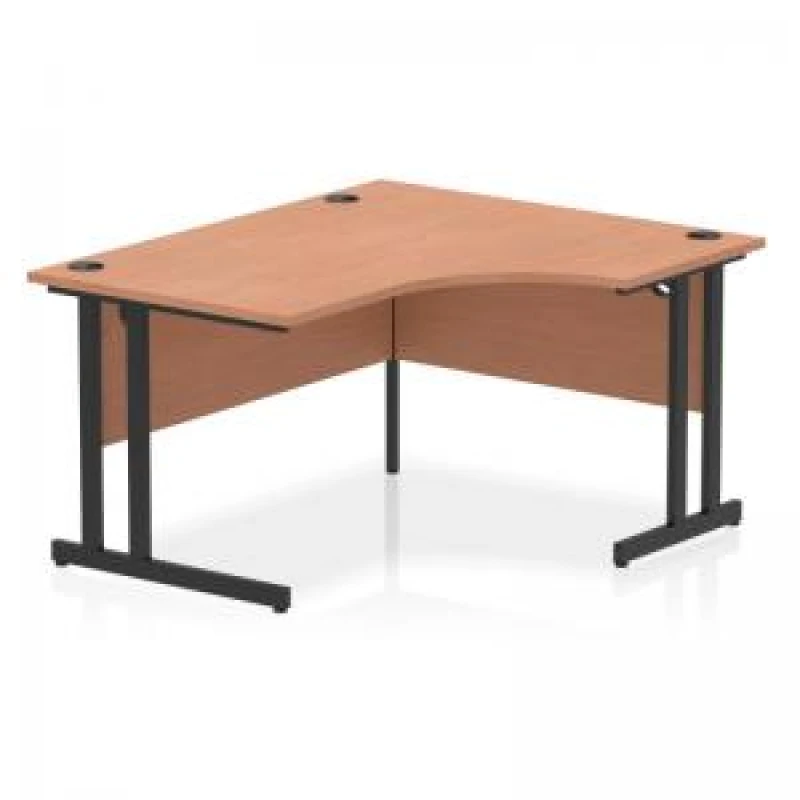 Image of Impulse Impulse 1400mm Right Crescent Office Desk Beech Top Black Cantilever Leg ICDRC14BBCH