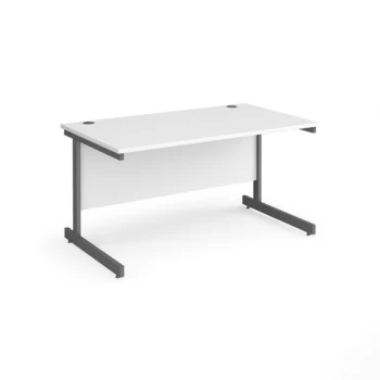 Image of Office Desk 1400mm Rectangular Desk With Cantilever Leg White Tops With Graphite Frames Contract 25