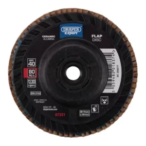 Image of Draper Expert Ceramic Flap Disc, 115mm, M14, 40 Grit