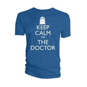 Image of Doctor Who - Keep Calm I'm The Doctor Mens XX-Large T-Shirt - Blue