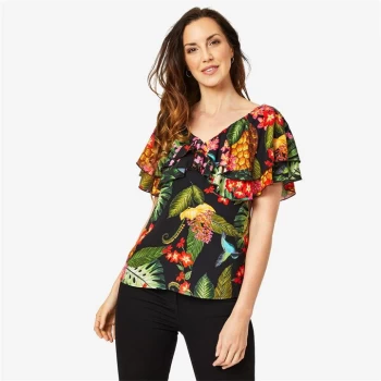 Image of Biba Volume Sleeve Top - Pineapple print
