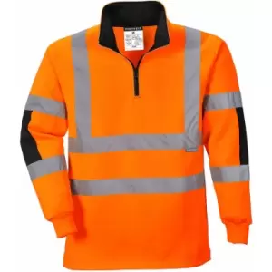 Image of B308ORRL - sz L Xenon Rugby Shirt Hi Vis - Orange - Orange - Portwest