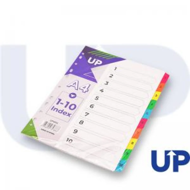 Image of UP Index White Multicolour Tabs 1 - 10