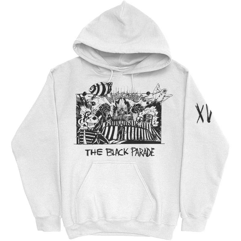 Image of My Chemical Romance My Chemical Romance Men The Black Parade Frame Hoodie in White Size: Small White S Male 5063300721759