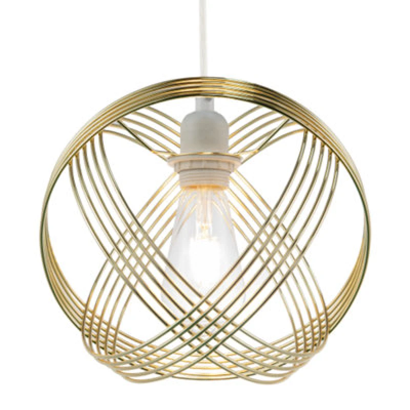 Image of Happy Homewares Polished Plated Gold Spherical Pendant Light Shade With 4-Ring Design