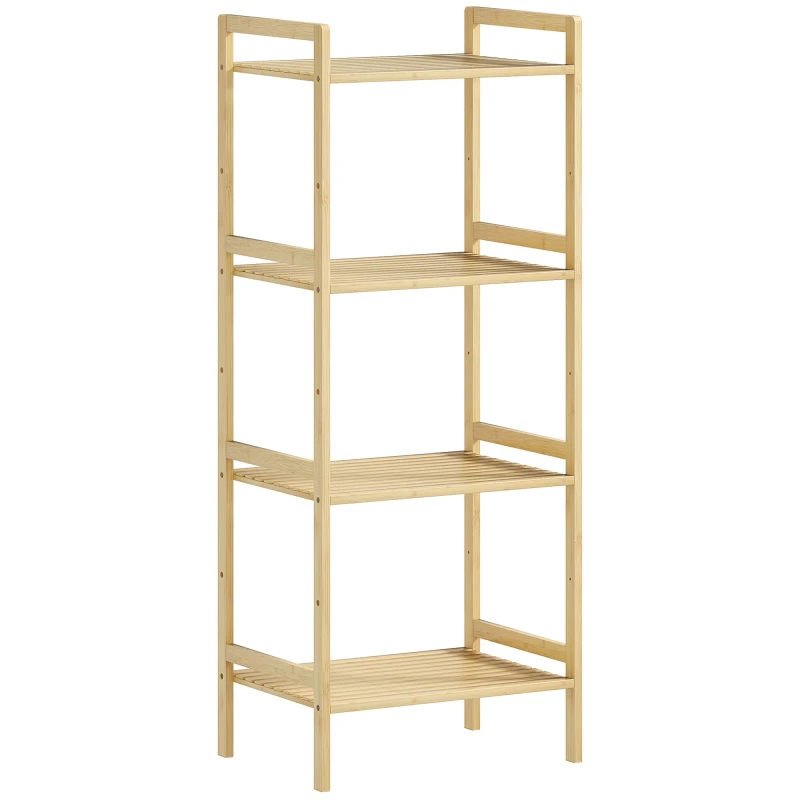 Image of HOMCOM 4-Tier Bamboo Bathroom Storage Shelf with Adjustable Rack - Natural wood finish TJ Hughes 5063603519206
