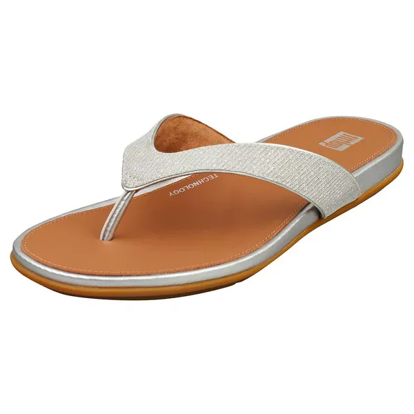 Image of Fitflop Womens Gracie Shimmerlux Toe Post Sandals UK Size 4 (EU 37) SILVER FIT076-SILVER-4