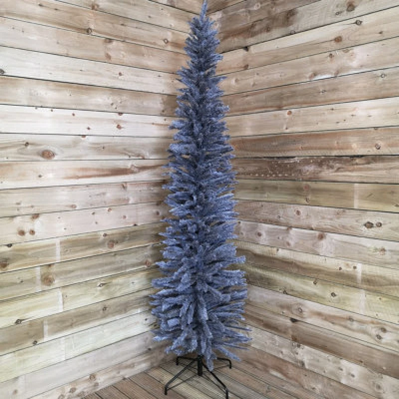 Image of Samuel Alexander 244Cm / 8ft Wrapped Pencil Pine Grey Christmas Tree With 460 Tips