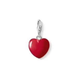 Image of Sterling Silver Enamel Red Heart Charm 0016-007-10