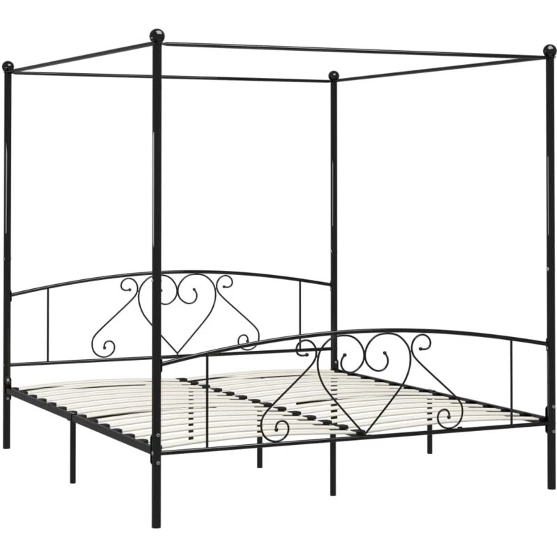 Image of VIDAXL Bed Frame without Mattress with Canopy Black 180x200cm Super King Metal Vidaxl 8719883783543