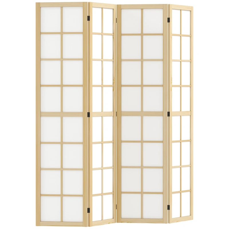 Image of HOMCOM Indoor Room Partition - 4 Panel Folding Room Divider - 160 x 170cm TJ Hughes Natural 5063603601062