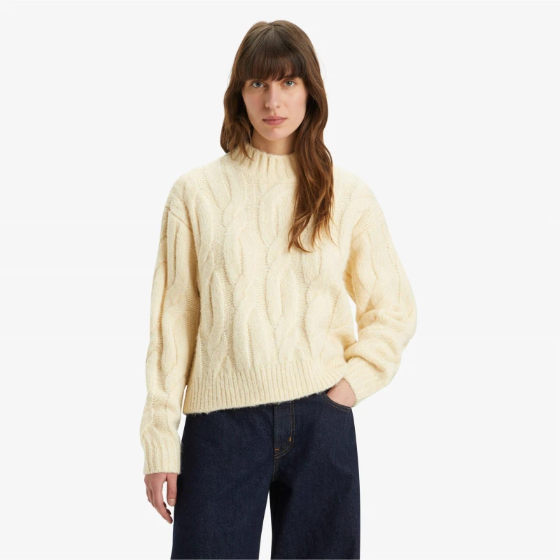 Image of Levis Levis Isabel Cable Sweater White Swa - Cream Cream 14