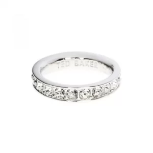Image of Ted Baker Ladies Silver Plated Claudie Narrow Crystal Band Ring Ml
