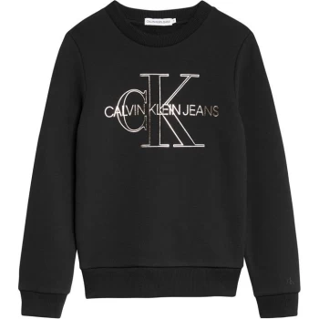 Image of Calvin Klein Jeans Calvin Klein Met Monogram Crew Neck Sweater - Black BEH