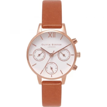 Image of Chrono Detail Rose Gold & Tan Watch