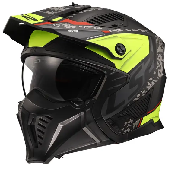 Image of LS2 OF606 Drifter Devor Matt Black H-V Yellow Multi Helmet Size S