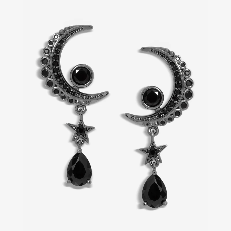 Image of Jon Richard Jet Moon Earrings Jewellery Sets One Size Black 72173803000
