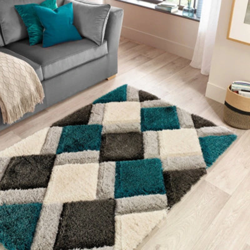 Image of Origins Geo Shaggy Cosy Rug Emerald 80X150 MN14618