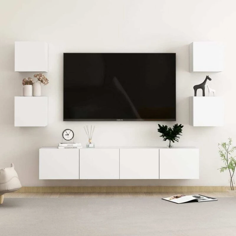Image of VIDAXL 6 Piece TV Cabinet Set White Engineered Wood vidaXL 8720286569559