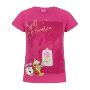 Image of Beauty And The Beast Girls Spell To Be Broken T-Shirt (11-12 Years) (Pink)