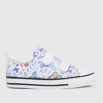 Image of Converse White & Blue Lo 2v Butterfly Trainers Toddler