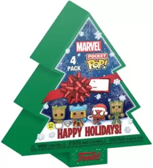 Image of Marvel Gingerbread Tree Holiday Box - POP! Keychain 4-Pack (Glow in the Dark) Funko Pocket Pop! multicolour
