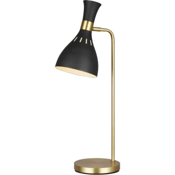 Image of Joan 1 Light Table Lamp, Midnight Black, Midnight Black , Burnished Brass, E27 - Elstead