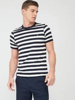 Image of Farah Belgrove Stripe T-Shirt - Navy