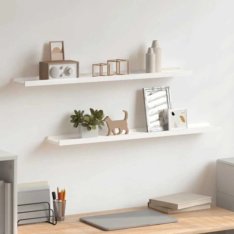 Image of VIDAXL Picture Frame Ledge Shelves 2 pcs White 80x9x3cm mdf Vidaxl 8720286075616