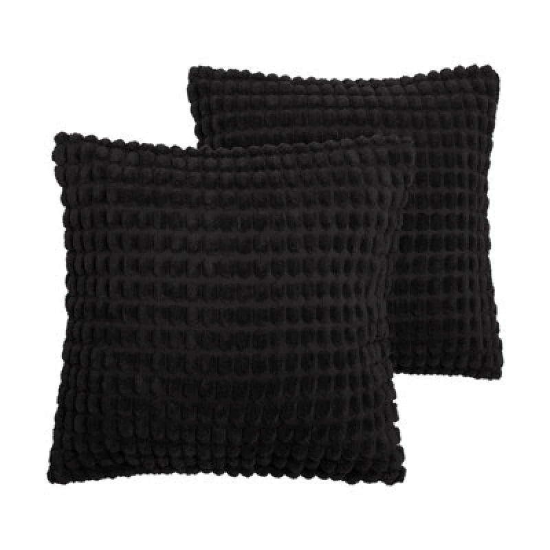 Image of OHS OHS 2 Pack Bobble Cushion Covers Home Decor Set in Black Size: 45cm x 45cm Black 45cm x 45cm Unisex 5027434211692